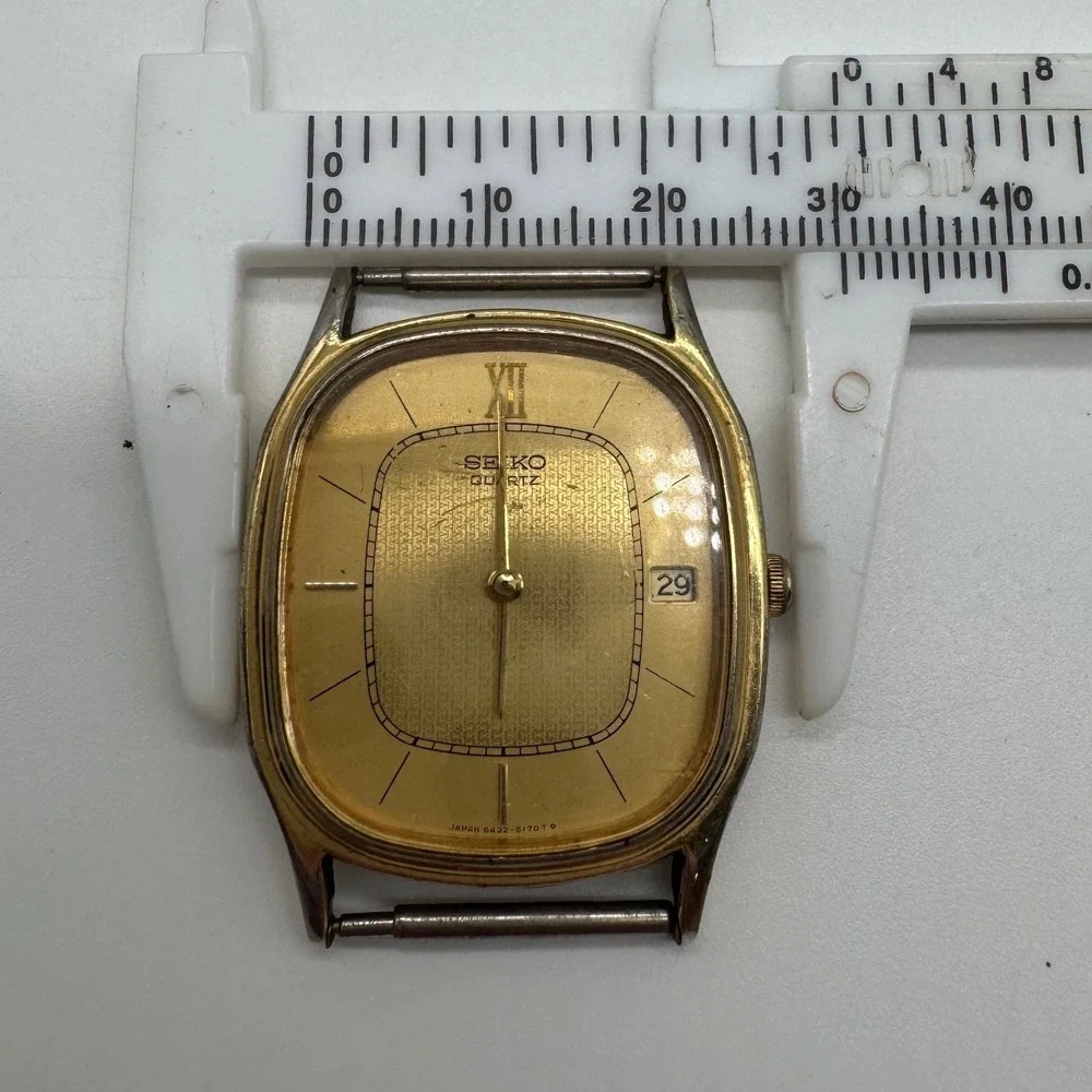Vintage Seiko Quartz 6432-5100 Gold Tone Watch Head Parts Only